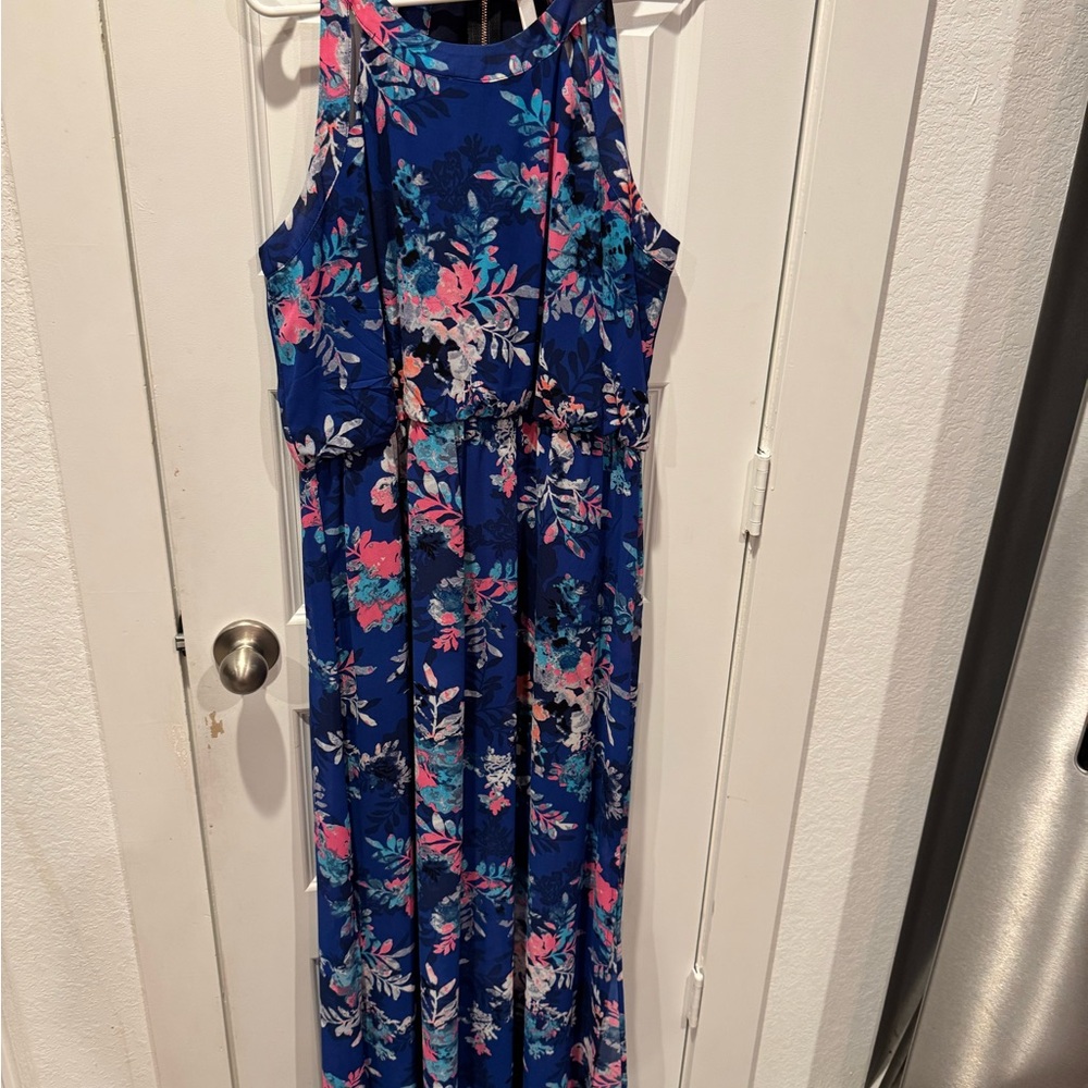 Xhilaration Blue and Pink Floral Dress